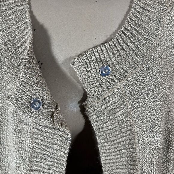Carolyn Taylor Soft Loop Knit One Button Cardigan Cape Sweater Oatmeal Brown - Picture 5 of 7